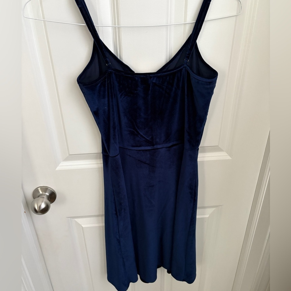 Bear Dance Lace Up Velvet A-line Navy Mini Dress Fairycore Party Whimsigoth - Picture 4 of 5